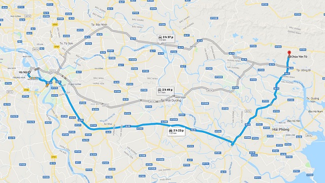 Có 3 cung đường để đi từ Yên Tử đến Hà Nội